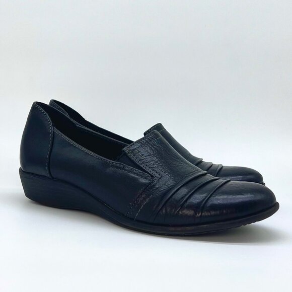 Earth Origins Laughlin Black Leather Slip-On Comfort Loafers Shoes Size 6.5 - Picture 2 of 9
